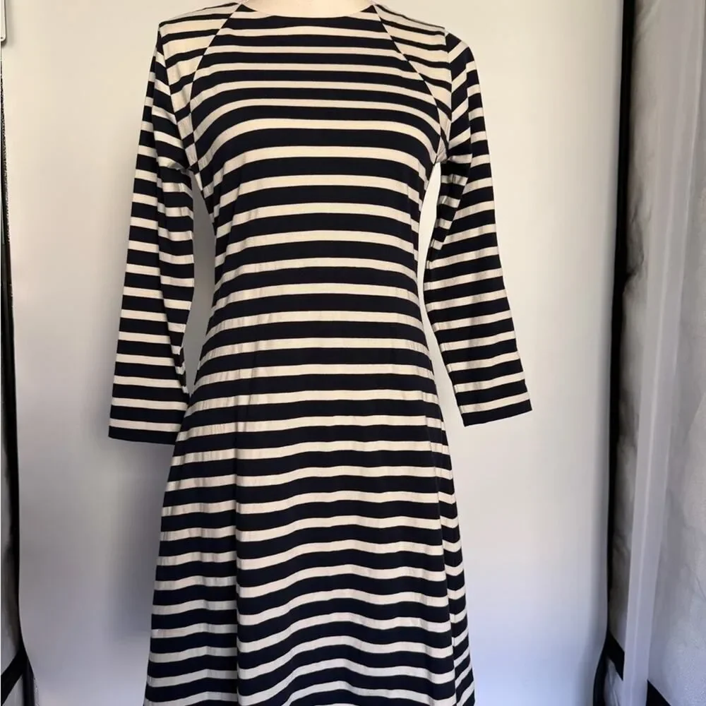 NWT J. Crew Navy and White Striped Long Sleeve Dress Small New with Tag Video